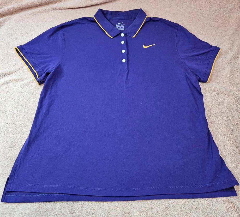 Nike Dri-Fit Women's Short Sleeve Polo Shirt Purple and Yellow, Size XXL